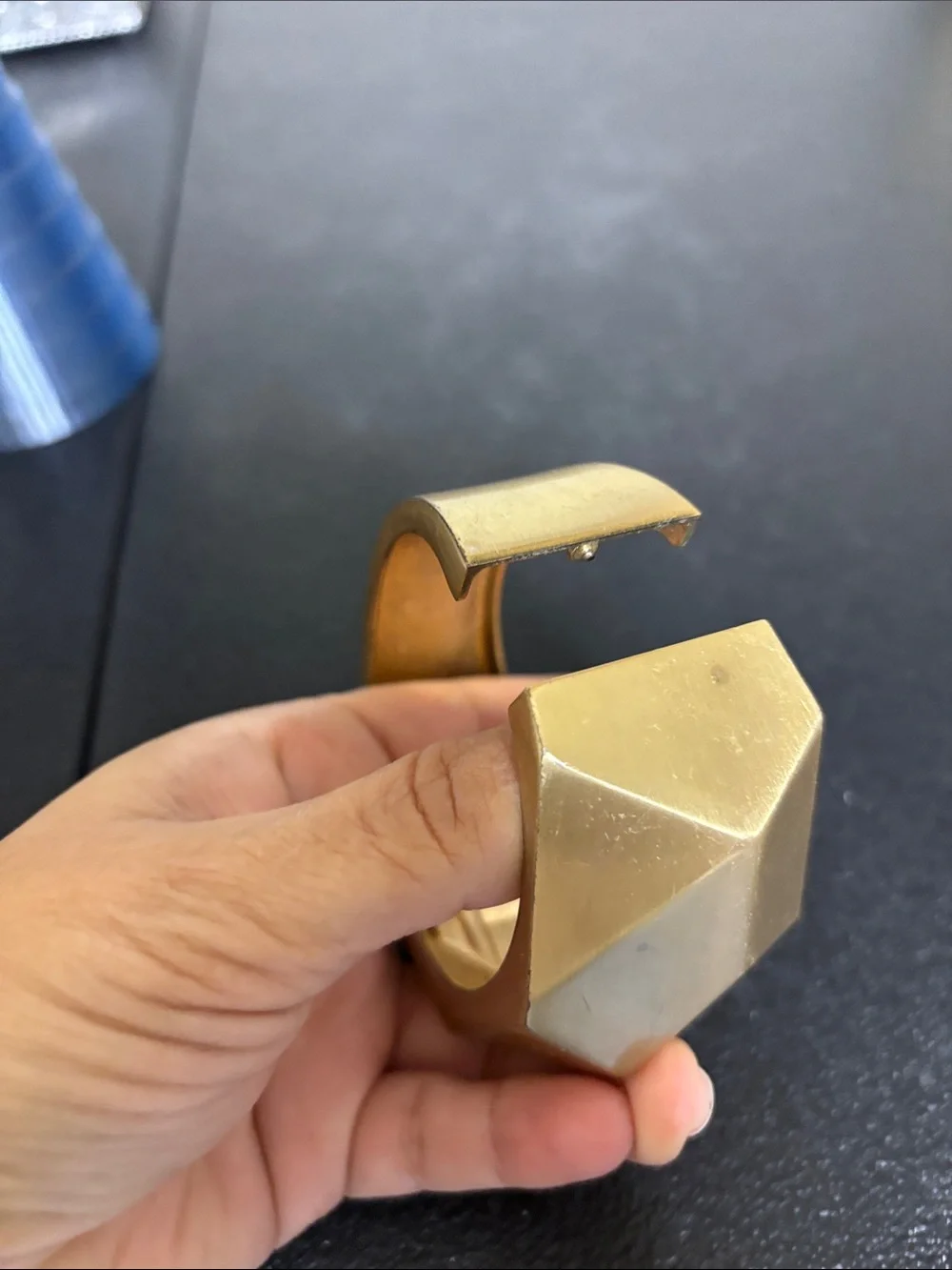 Gold Faceted Statement Bangle Bracelet